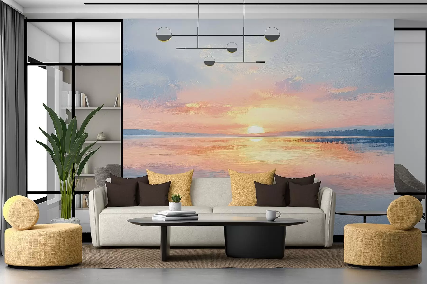 murais de parede Pôr do sol no horizonte do mar w08570