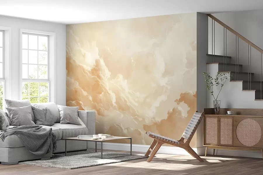 murais de parede Céu bege com nuvens em um estilo pitoresco w08550