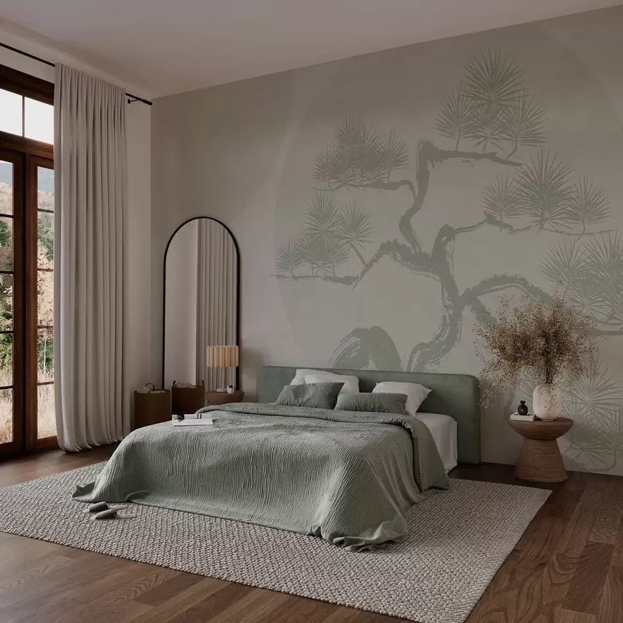 murais de parede Bonsai japonês minimalismo geometria fundo grunge w08556v2