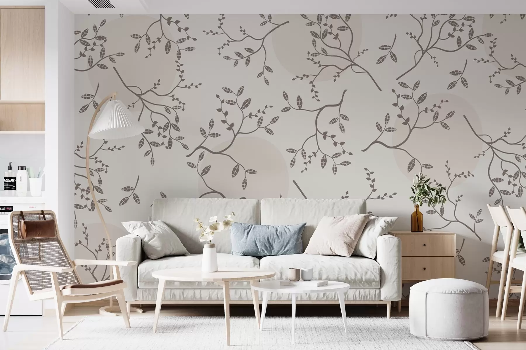 murais de parede pequenos galhos em um fundo claro w02670