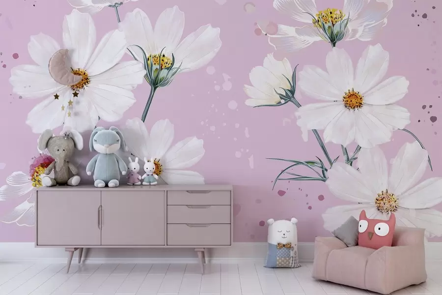 murais de parede Toque de flor rosa w02651