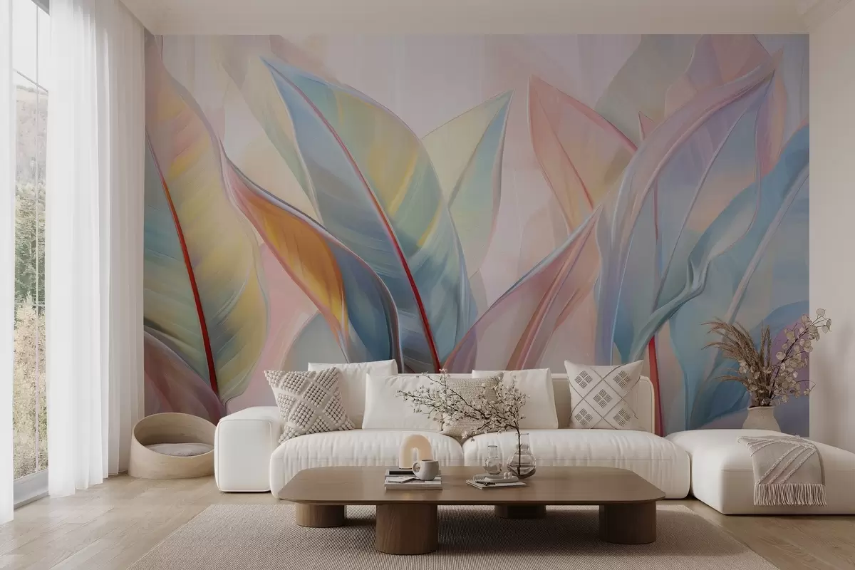 murais de parede Folhas estilizadas multicoloridas w02624