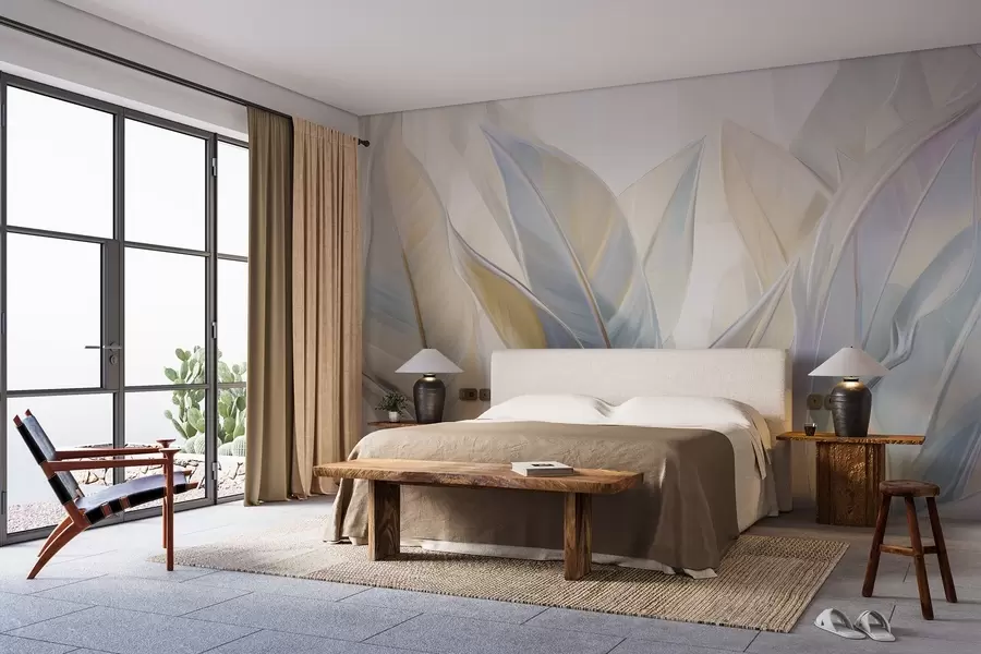 murais de parede Folhas estilizadas multicoloridas w02624v2