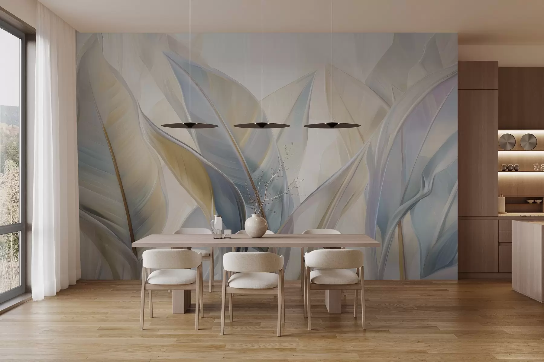 murais de parede Folhas estilizadas multicoloridas w02624v2