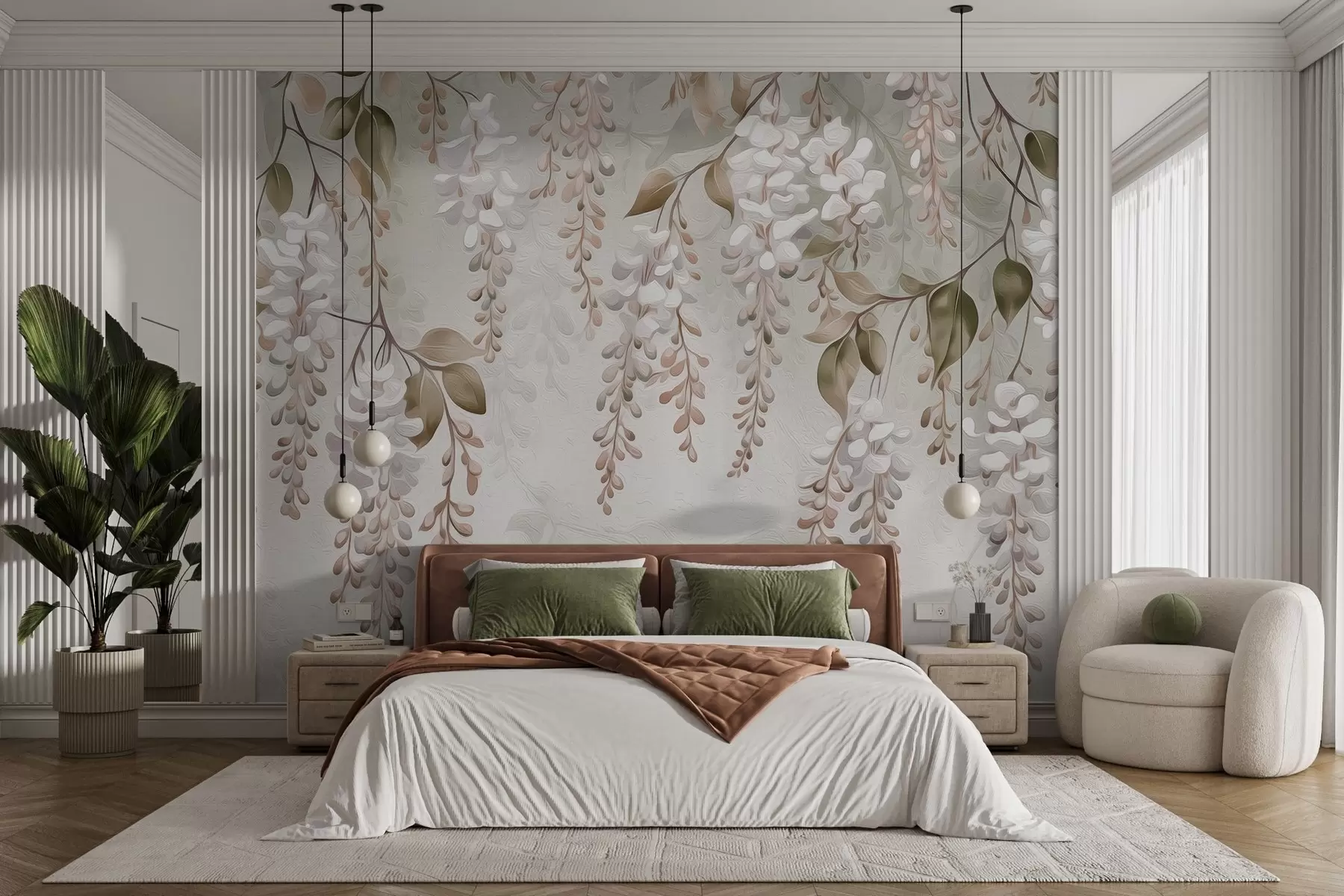 murais de parede Ramos de flores estilizados e pintados w02627v2