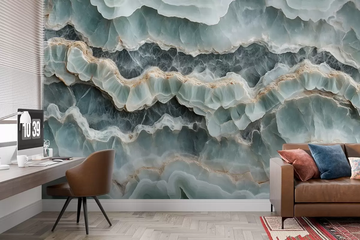 murais de parede Estilo de superfície de mármore com uma imitação de linhas onduladas de resina w08561