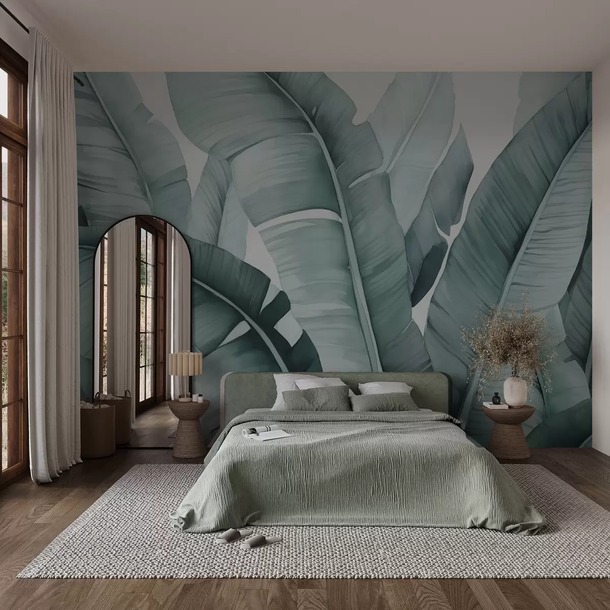 murais de parede Imitação de folhas tropicais em aquarela w02703