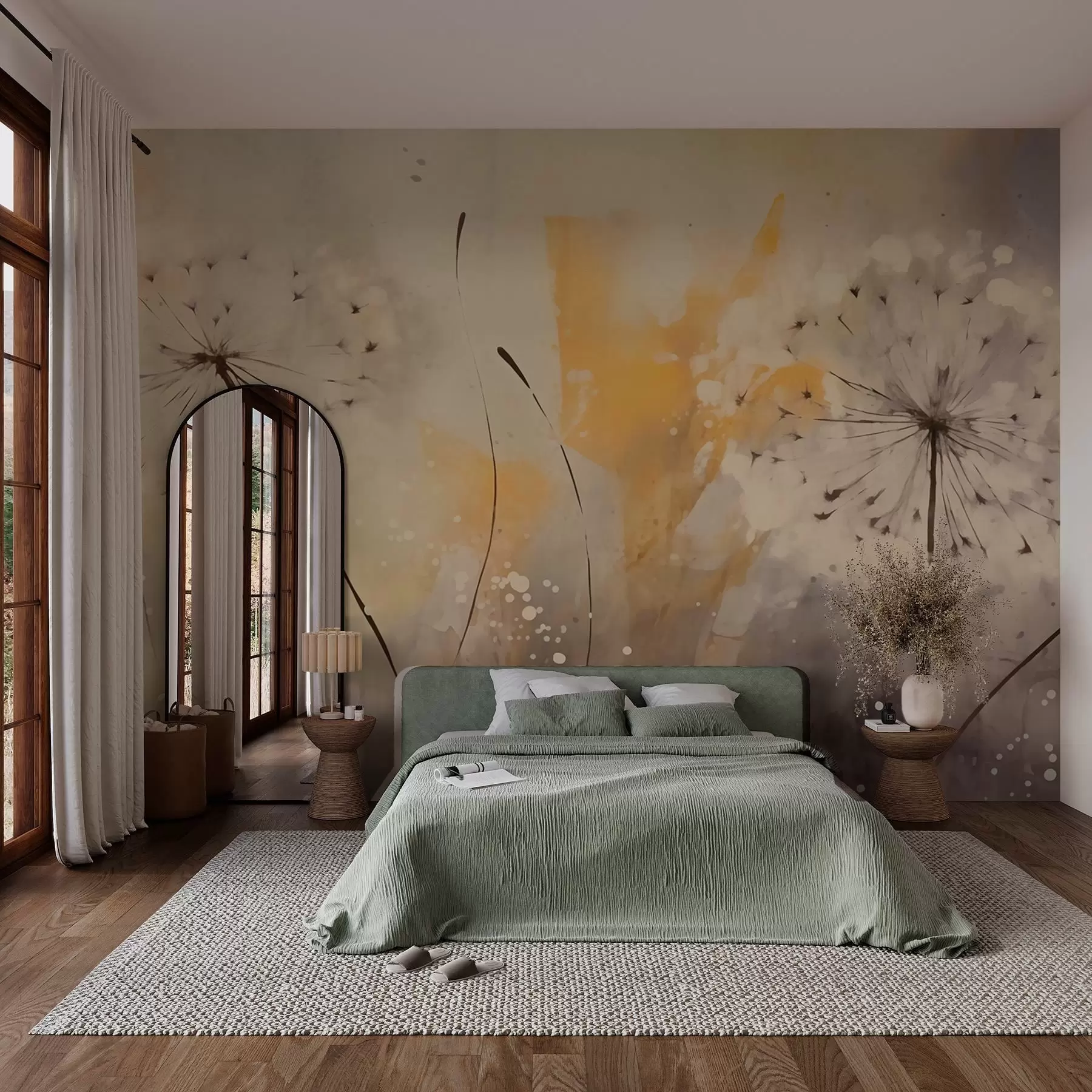 murais de parede Dandelions desfocados em cores pastéis w02699