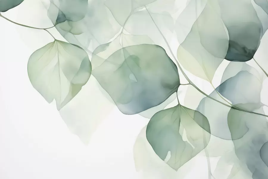 murais de parede Folhas grandes imitação abstrata de aquarela w02725