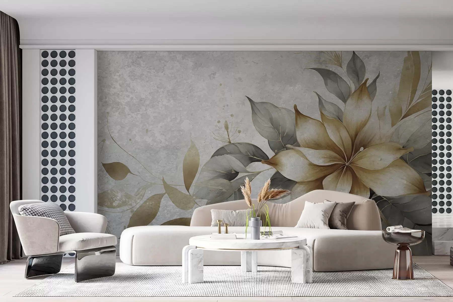 murais de parede Ramo de flores em um fundo de imitação de concreto w08623