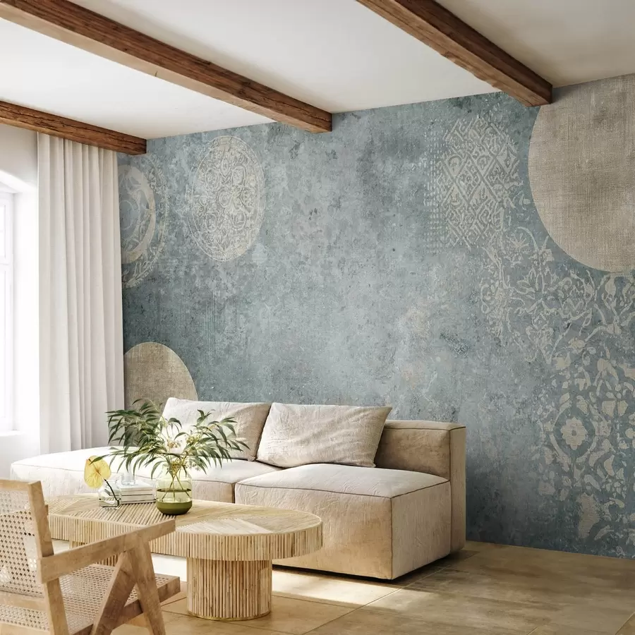 murais de parede Círculos amarelos em um fundo envelhecido w08627