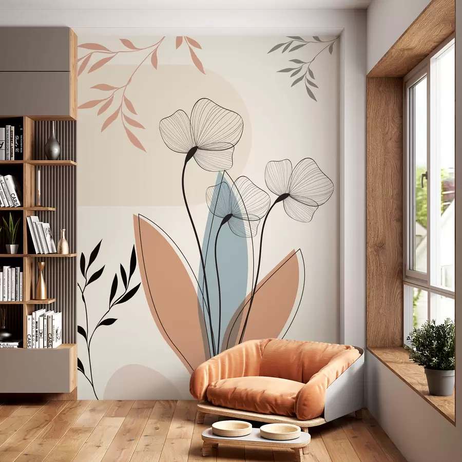 murais de parede Flores e galhos no estilo Boho w02754