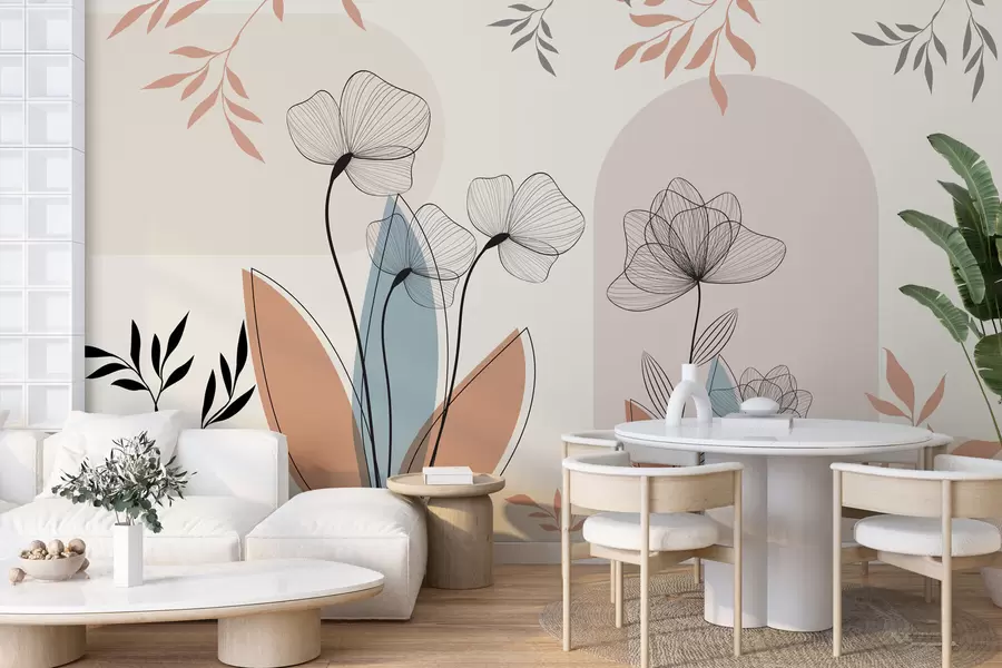 murais de parede Flores e galhos no estilo Boho w02754