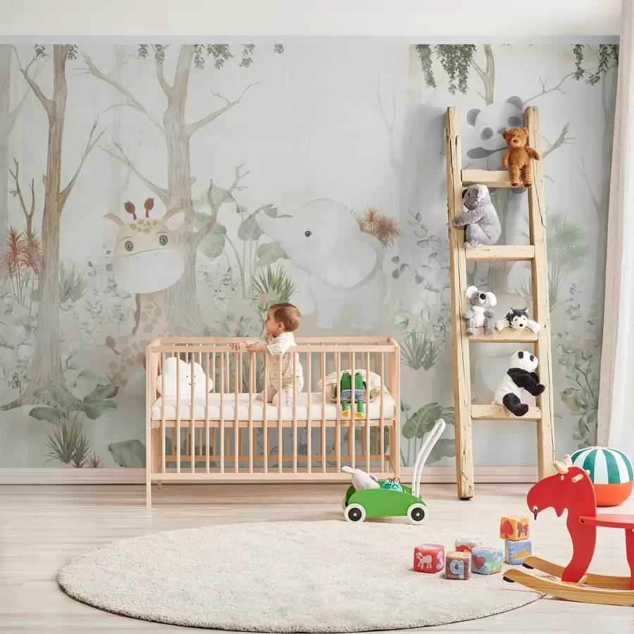 murais de parede Animais adoráveis explorando uma floresta pacífica u73879