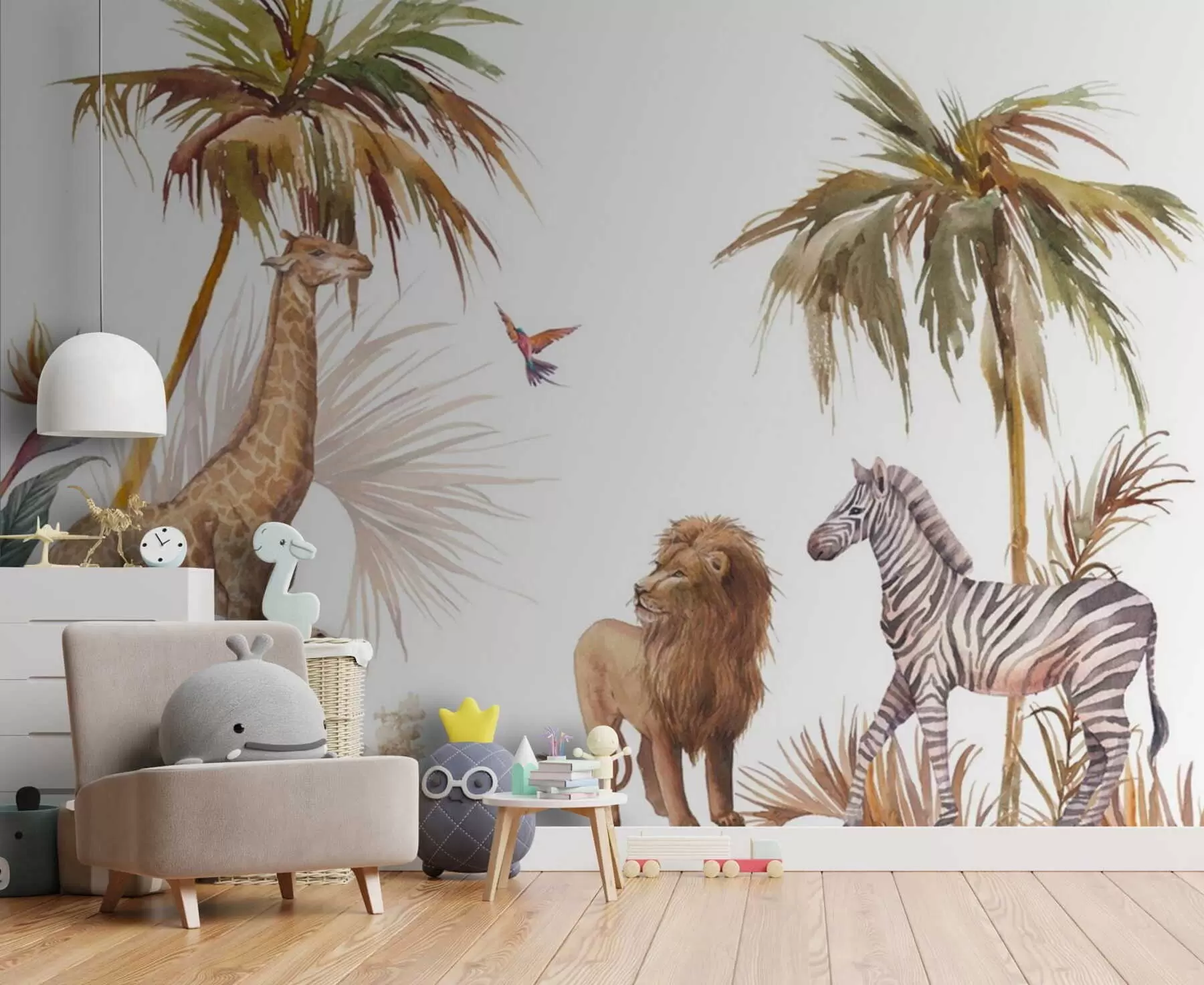 murais de parede Vida selvagem sob palmeiras tropicais u51895