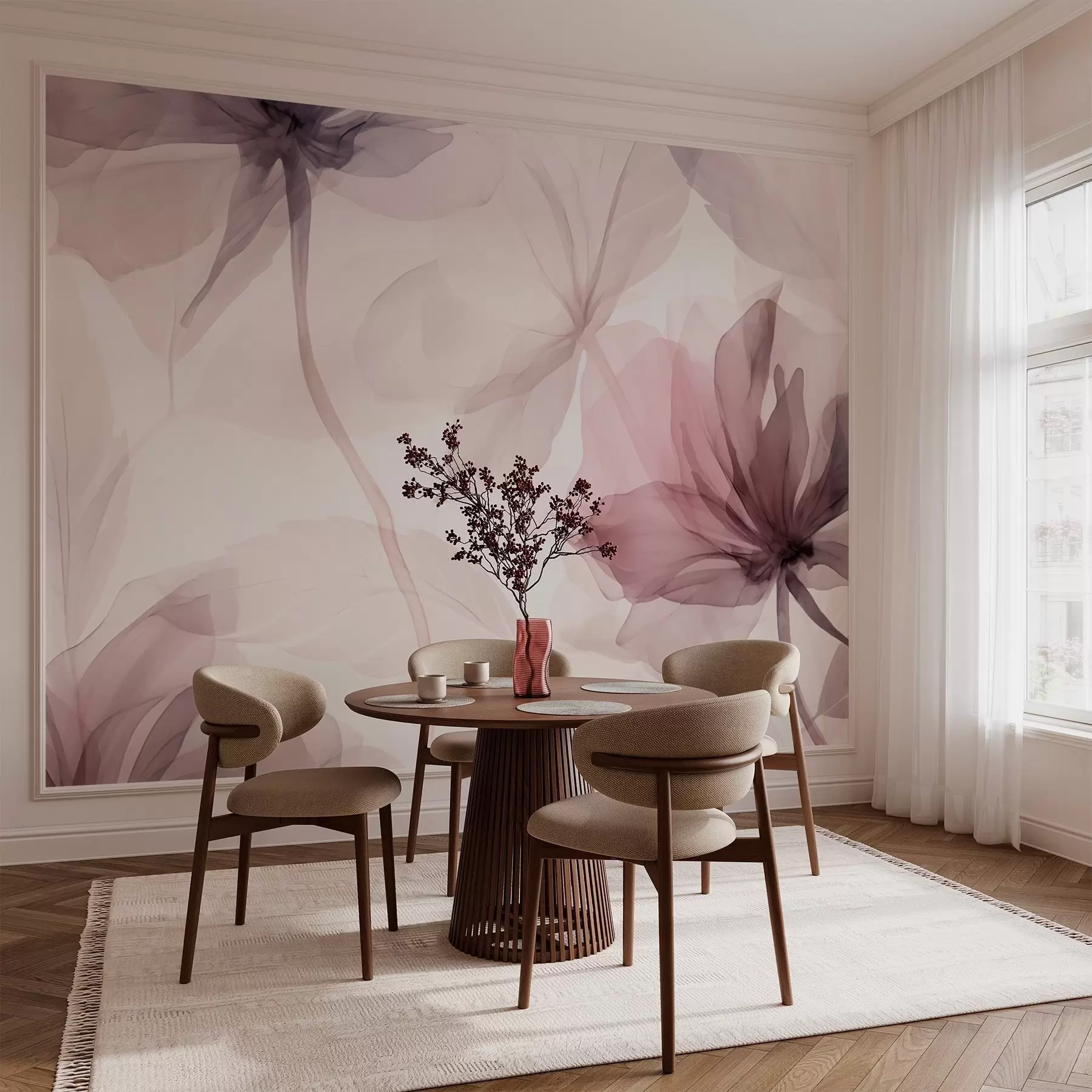 murais de parede Flores efêmeras em delicadas cores pastéis w02755