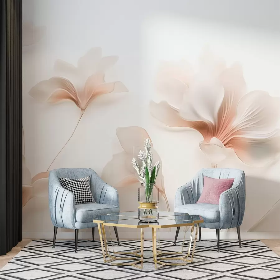murais de parede Flores elegantes em tons pastéis w02759