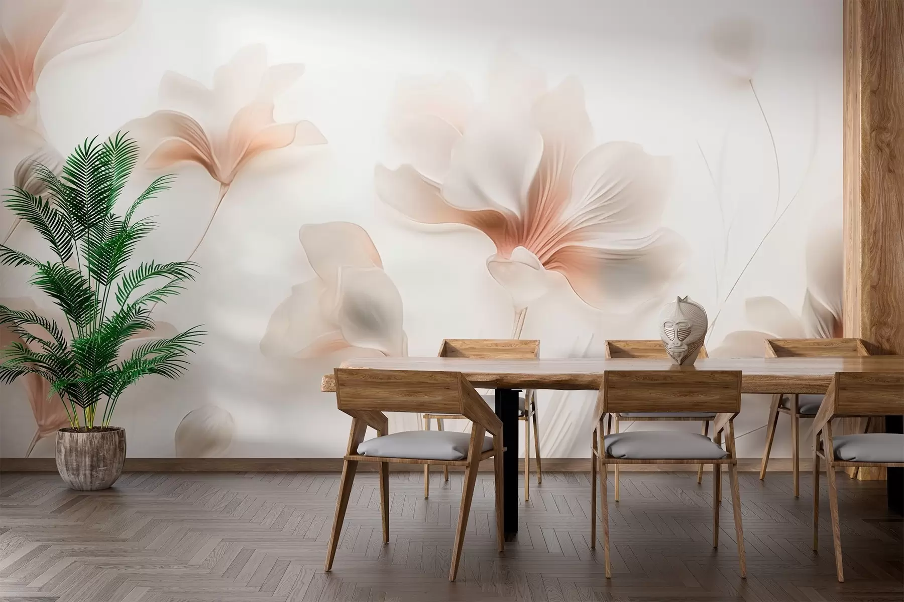 murais de parede Flores elegantes em tons pastéis w02759