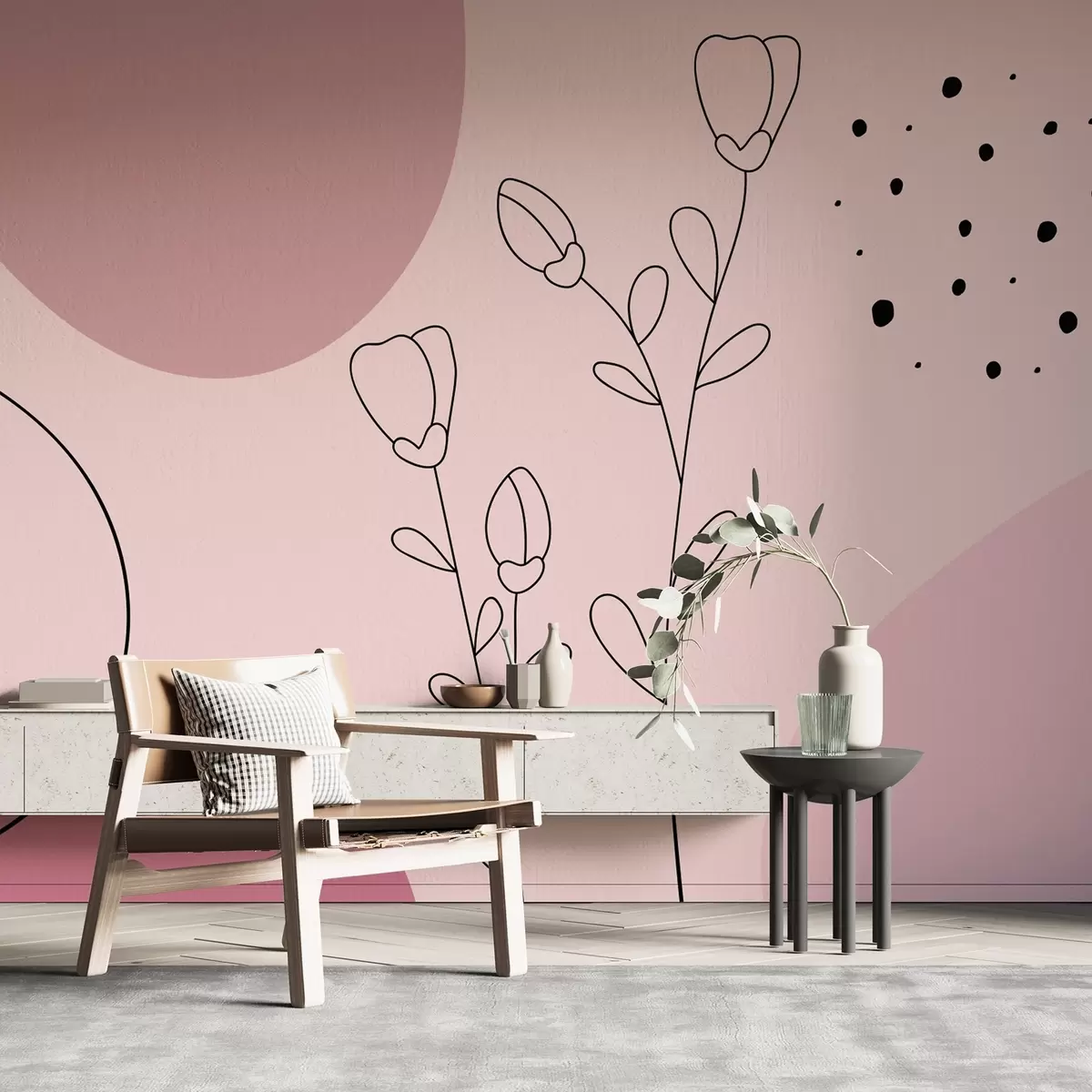 murais de parede abstração em cores rosa w02803