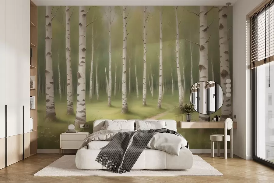 murais de parede Um bosque de bétulas pintadas w02836
