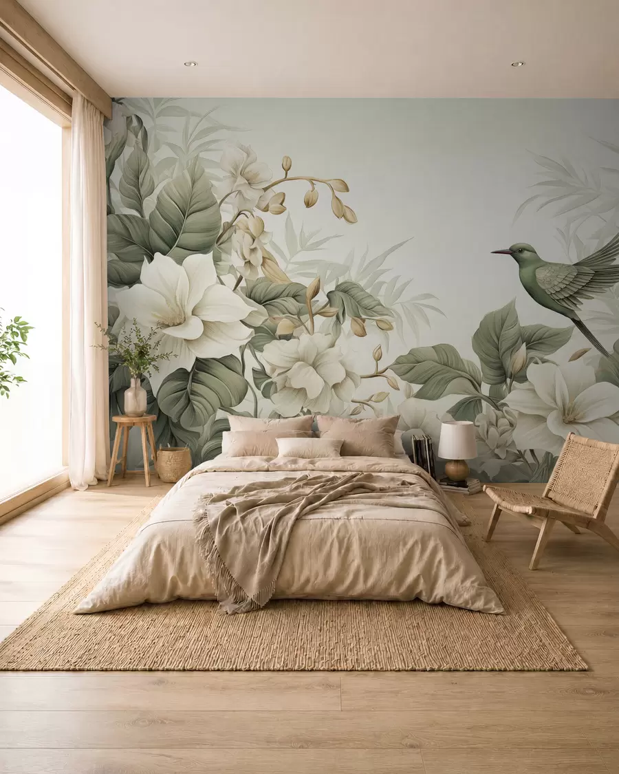 murais de parede Paisagem tropical com flores w02844