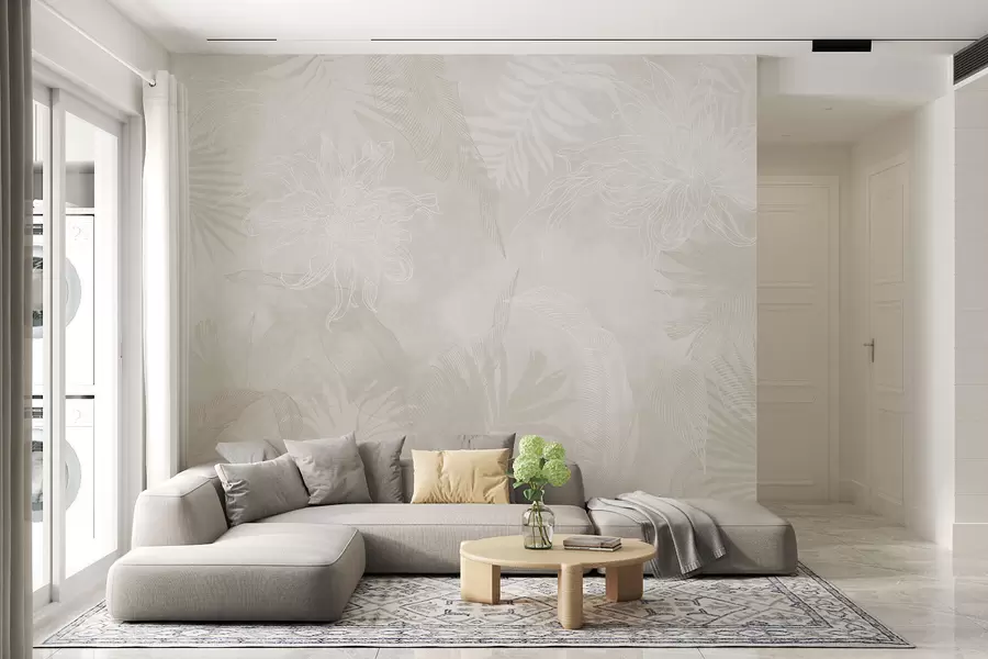 murais de parede Folhagem tropical com um efeito grunge w02737v1