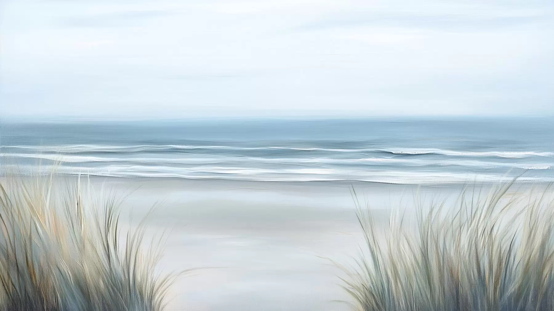 murais de parede Paisagem com uma praia selvagem no estilo de pintura a óleo w02869