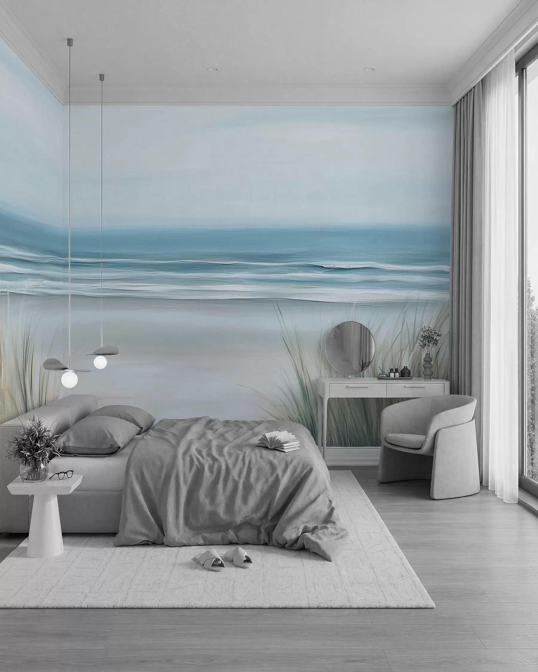 murais de parede Paisagem com uma praia selvagem no estilo de pintura a óleo w02869