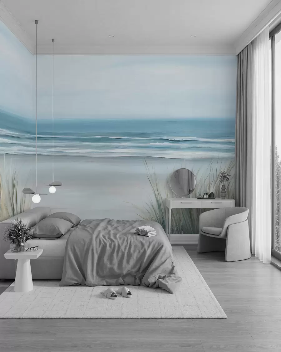 murais de parede Paisagem com uma praia selvagem no estilo de pintura a óleo w02869