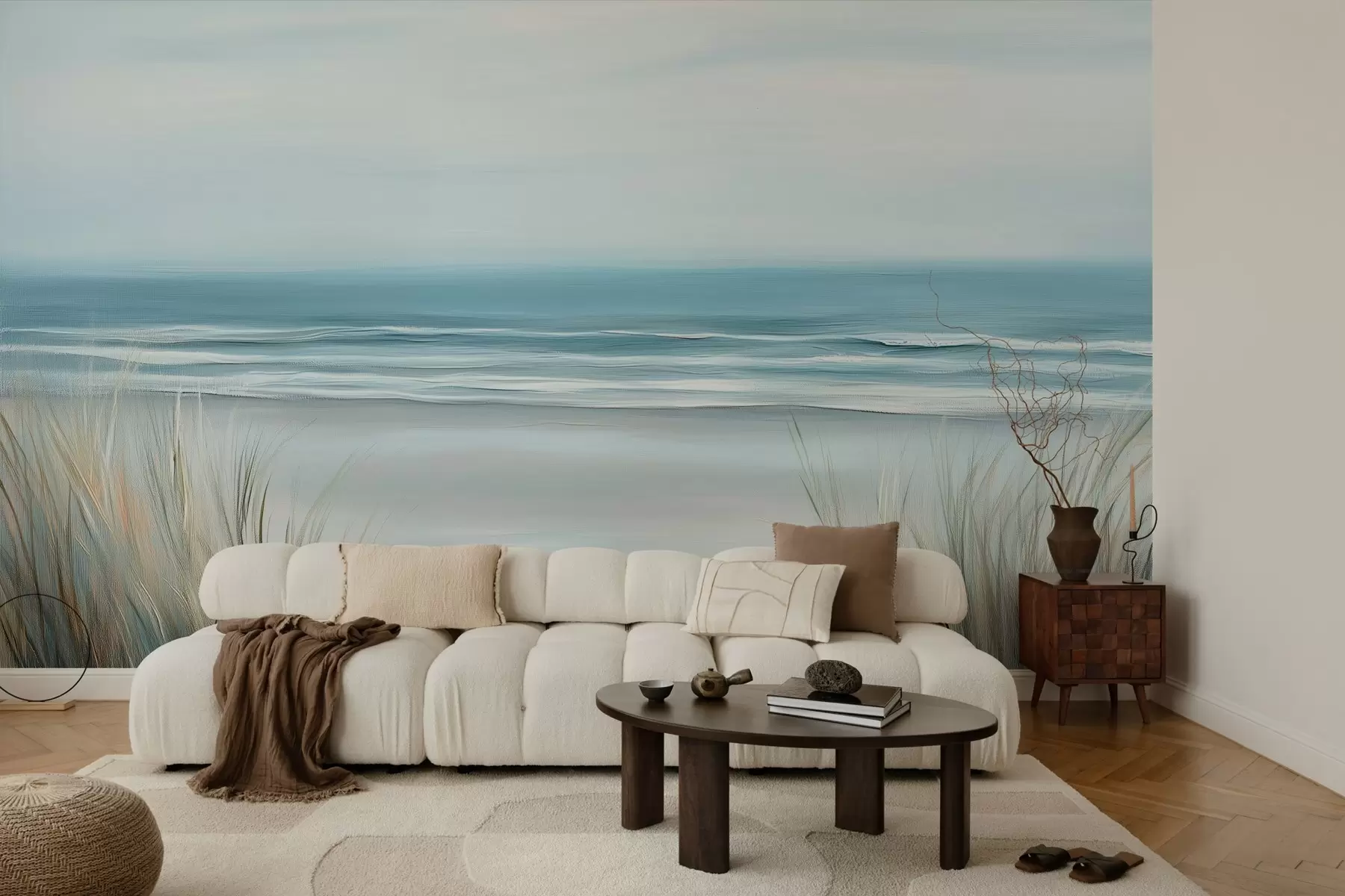 murais de parede Paisagem com uma praia selvagem no estilo de pintura a óleo w02869