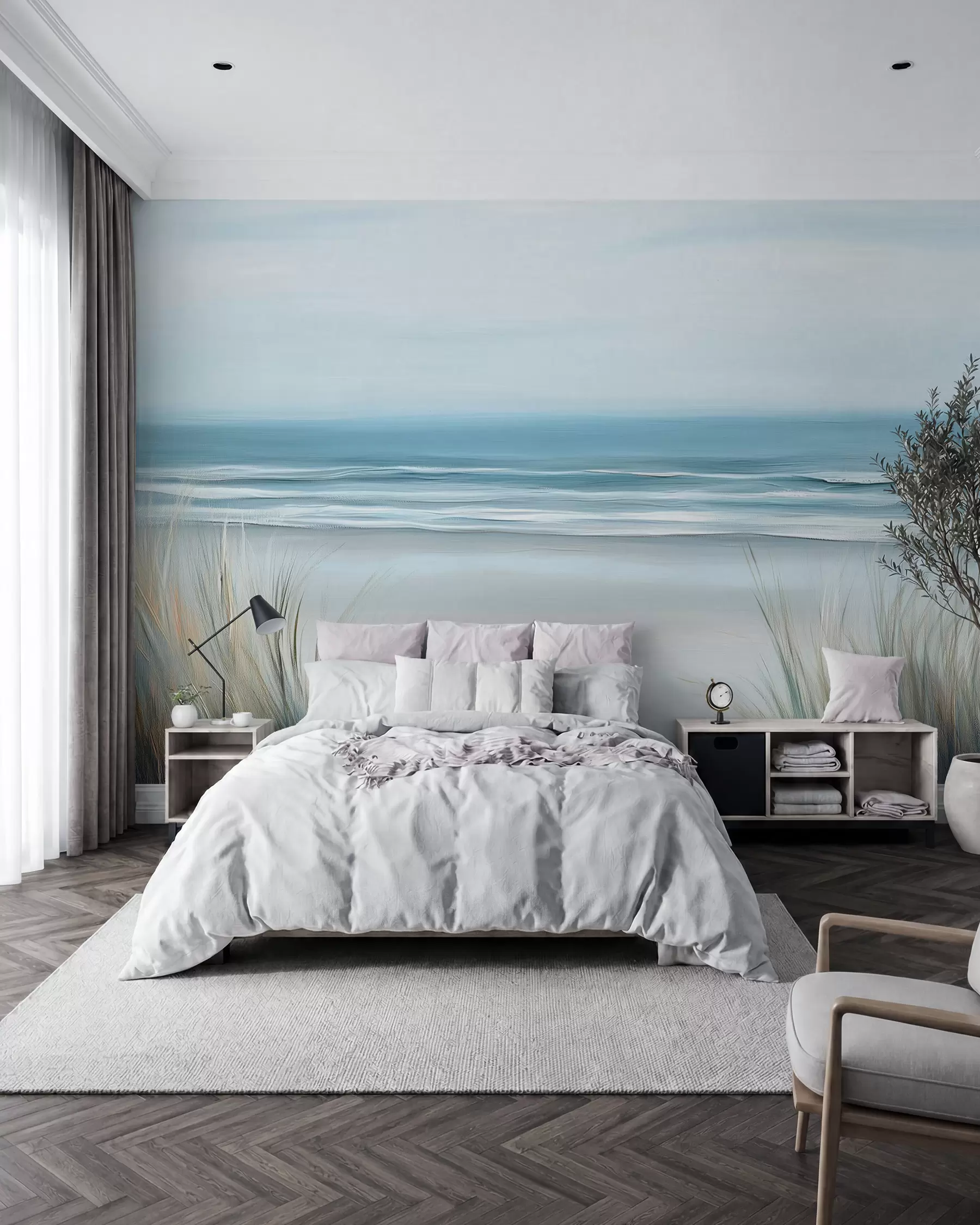 murais de parede Paisagem com uma praia selvagem no estilo de pintura a óleo w02869
