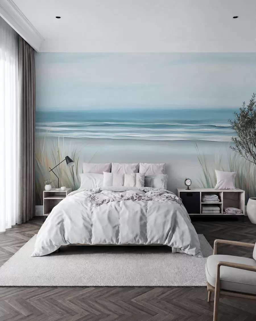 murais de parede Paisagem com uma praia selvagem no estilo de pintura a óleo w02869
