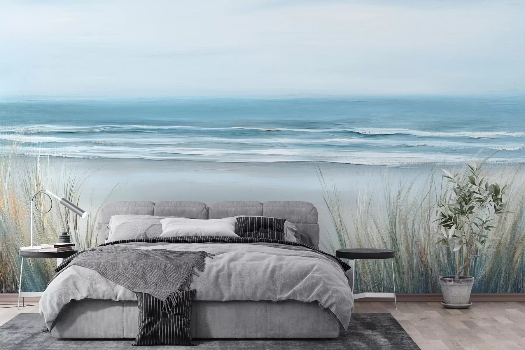 murais de parede Paisagem com uma praia selvagem no estilo de pintura a óleo w02869