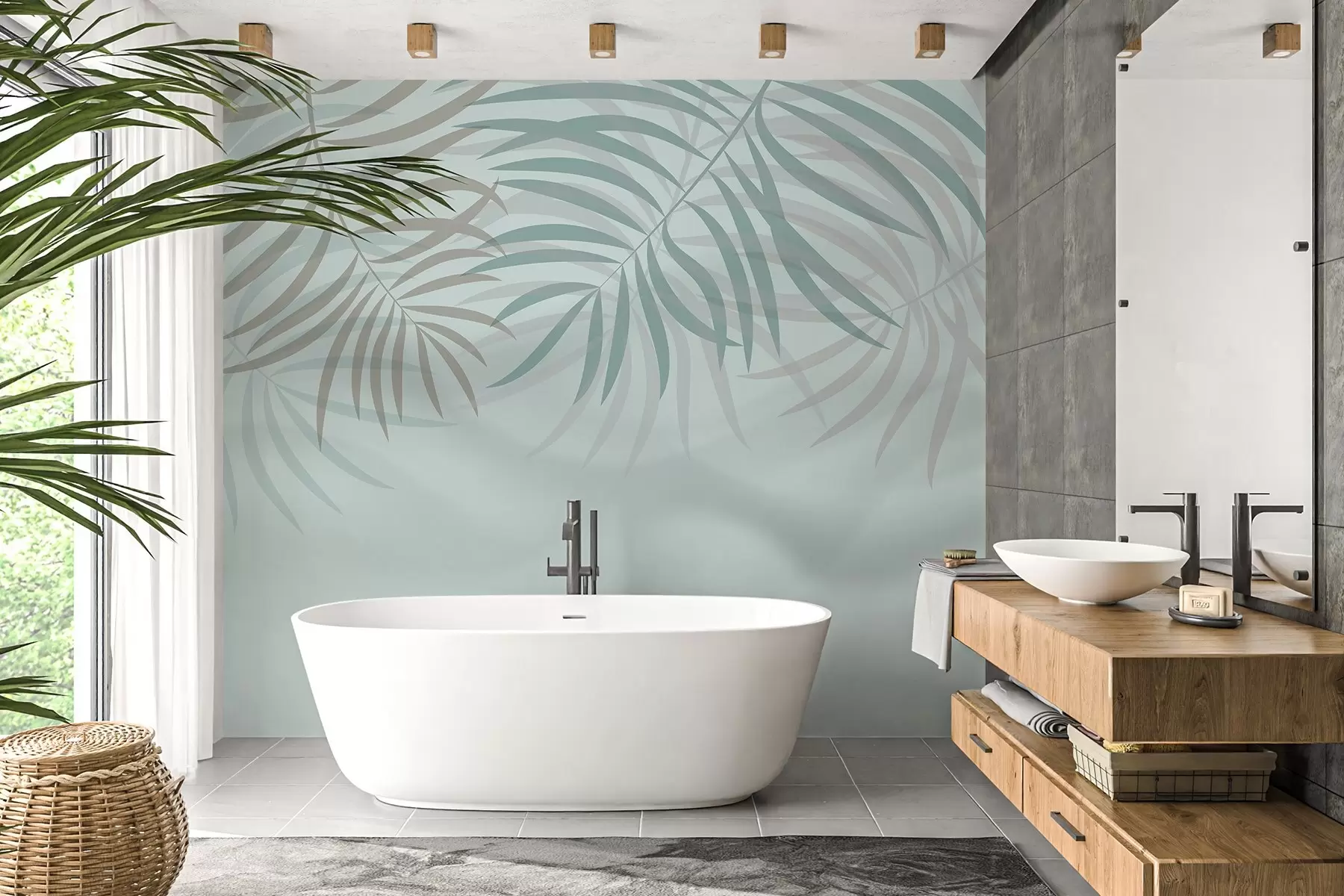 murais de parede Padrões tropicais delicados em cores pastéis w02785