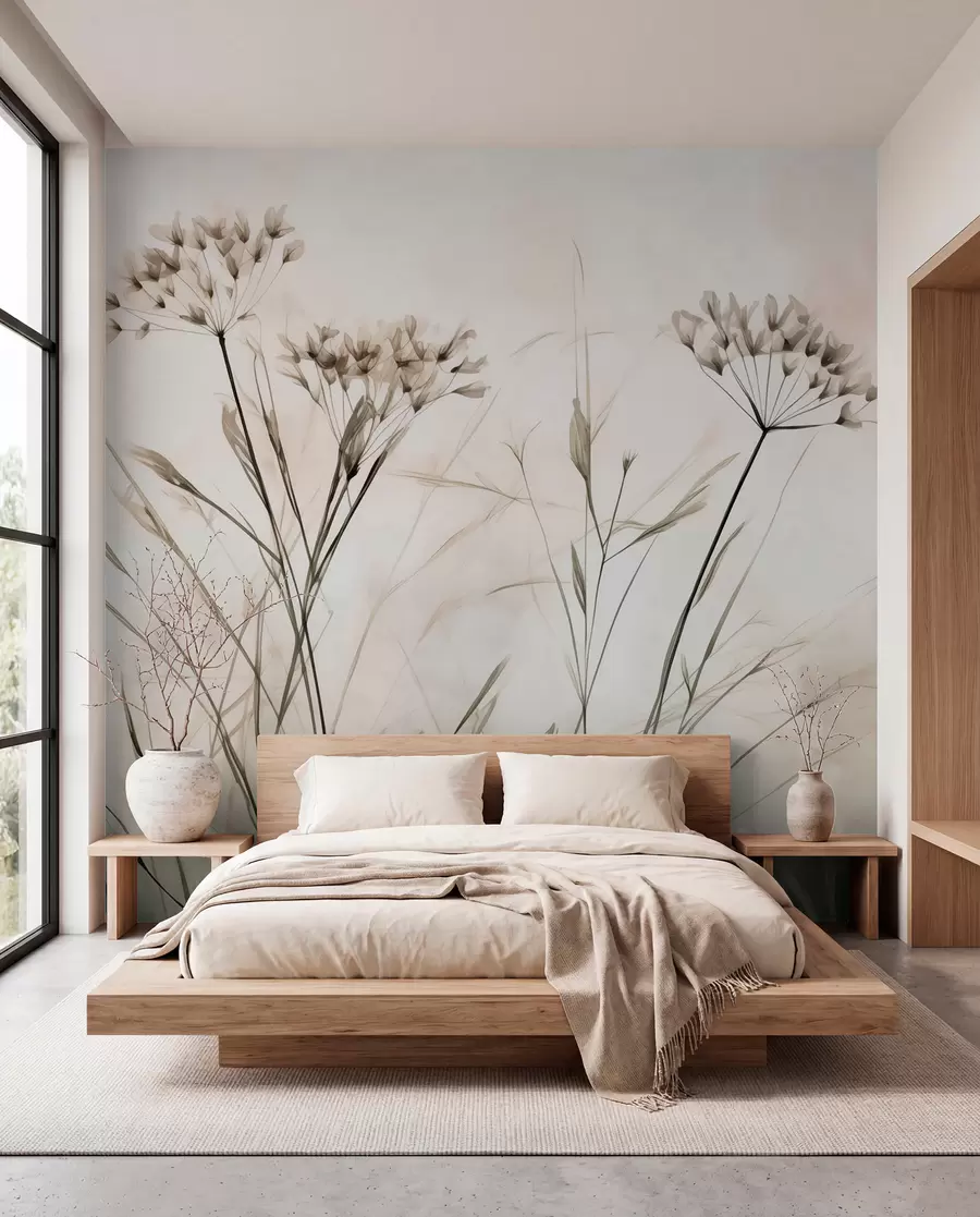 murais de parede Ervas em estilo aquarela embaçada w02920