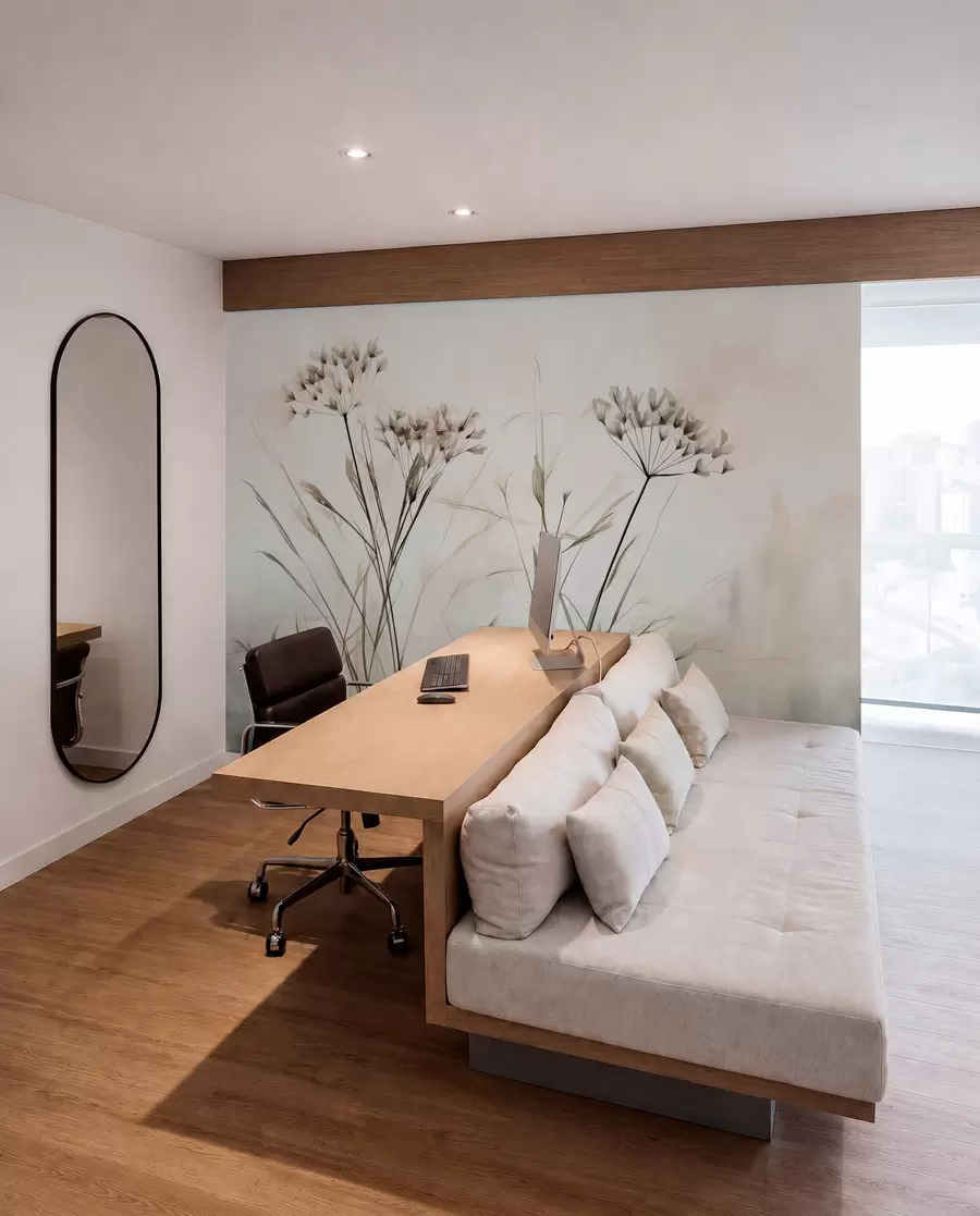 murais de parede Ervas em estilo aquarela embaçada w02920