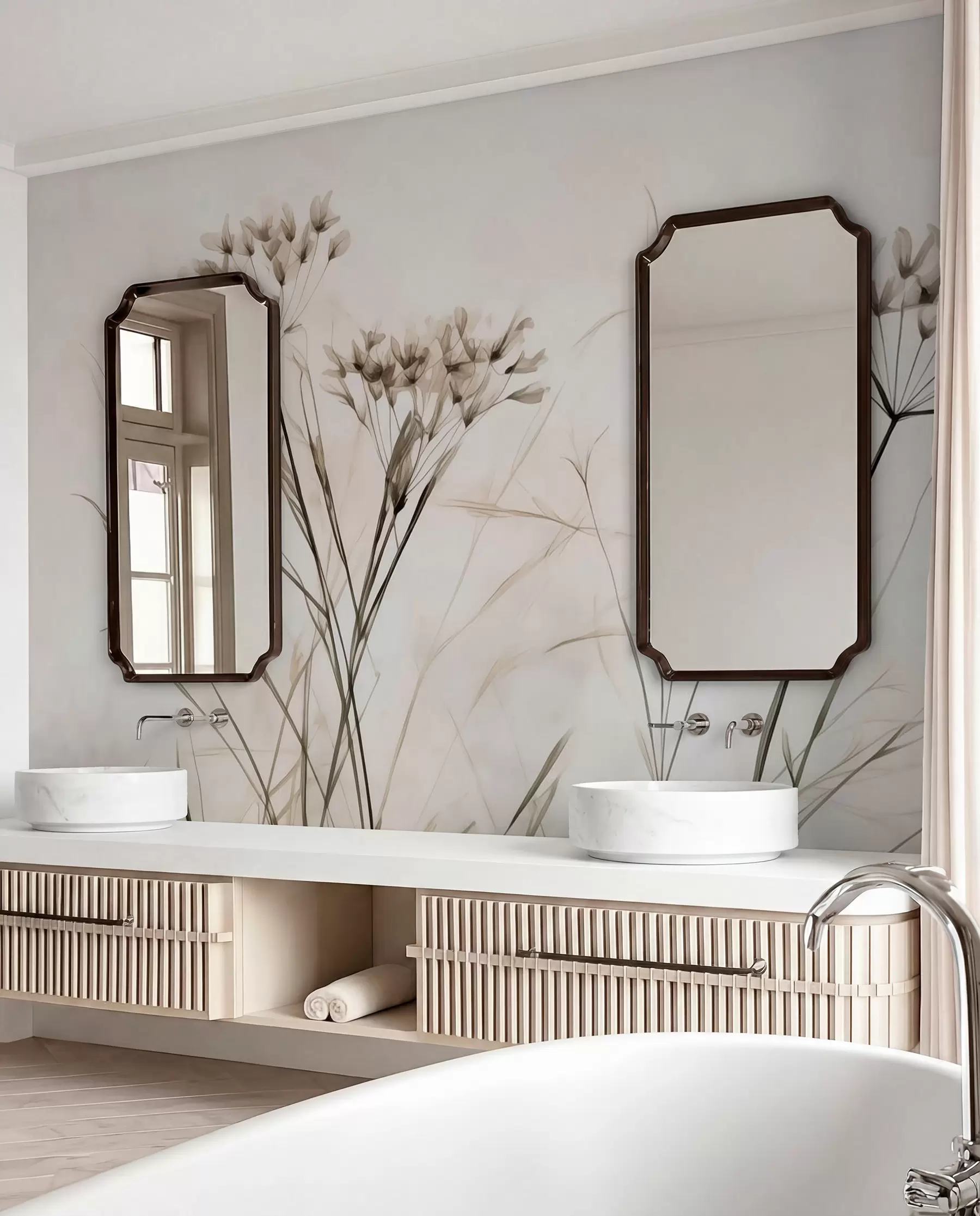 murais de parede Ervas em estilo aquarela embaçada w02920