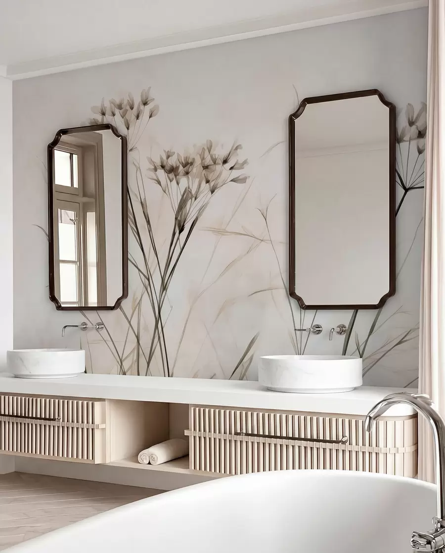 murais de parede Ervas em estilo aquarela embaçada w02920