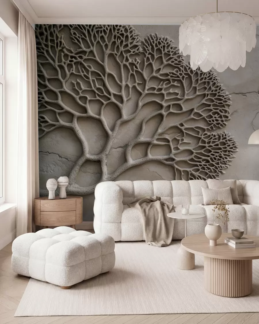 murais de parede Papel de parede em estilo de relevo com madeira e rachaduras w02908