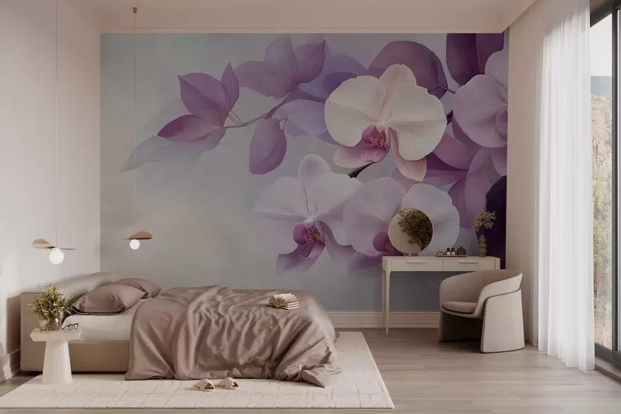 murais de parede Composição com arquivos em tons de roxo w02910