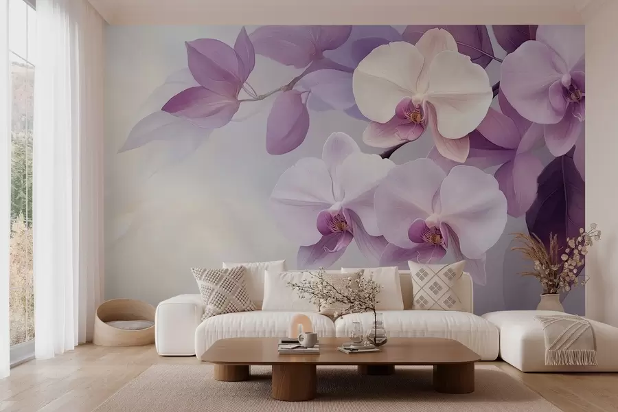 murais de parede Composição com arquivos em tons de roxo w02910