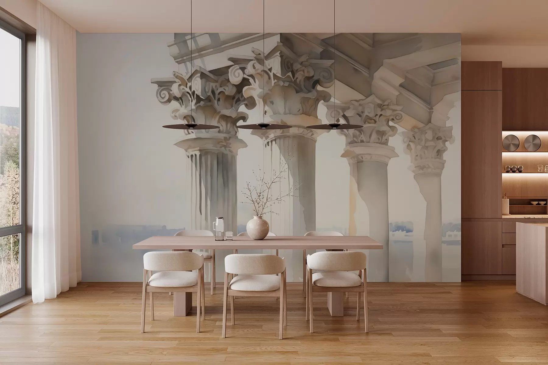 murais de parede Aquarela de imitação de colunas w02946