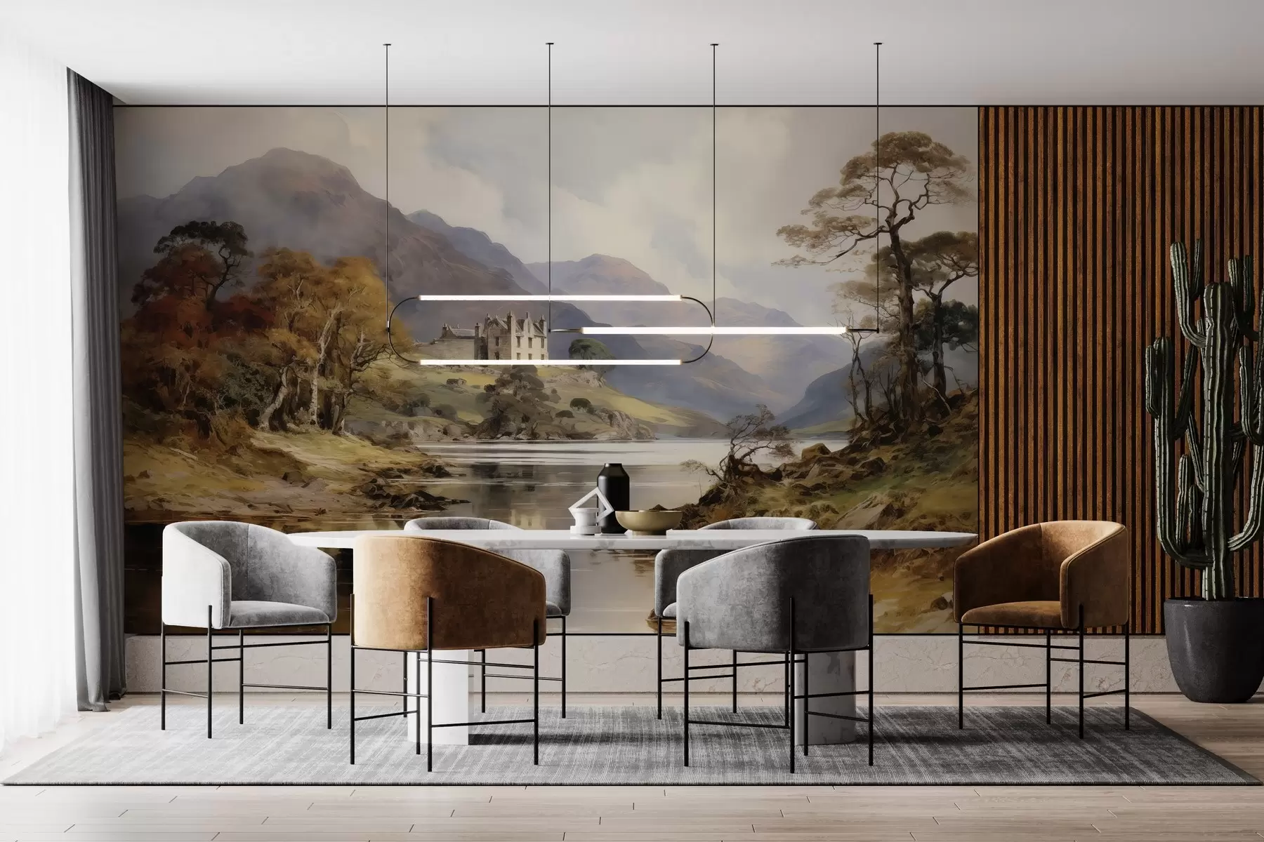 murais de parede Vista em aquarela das montanhas w02975