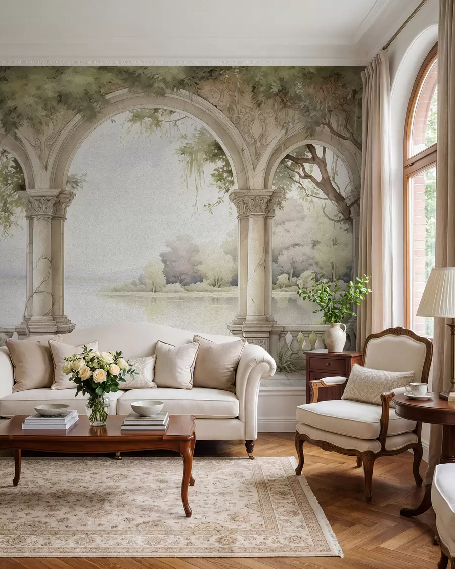 murais de parede Arcos junto ao lago do jardim w02976