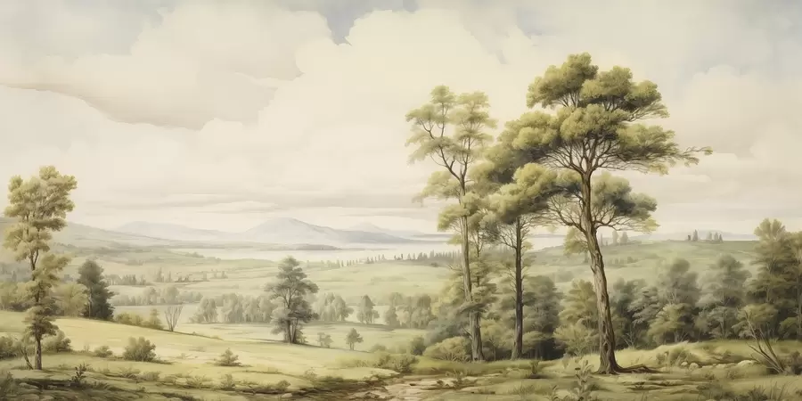 murais de parede Paisagem moderna em aquarela w02978