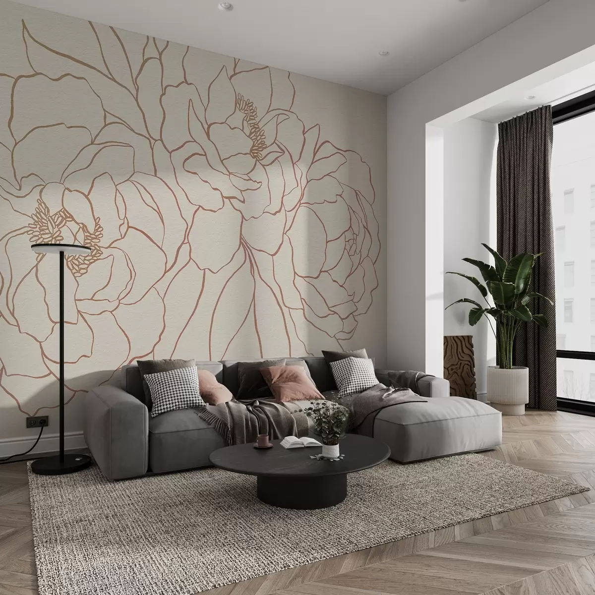 murais de parede Rosas minimalistas w08714v2