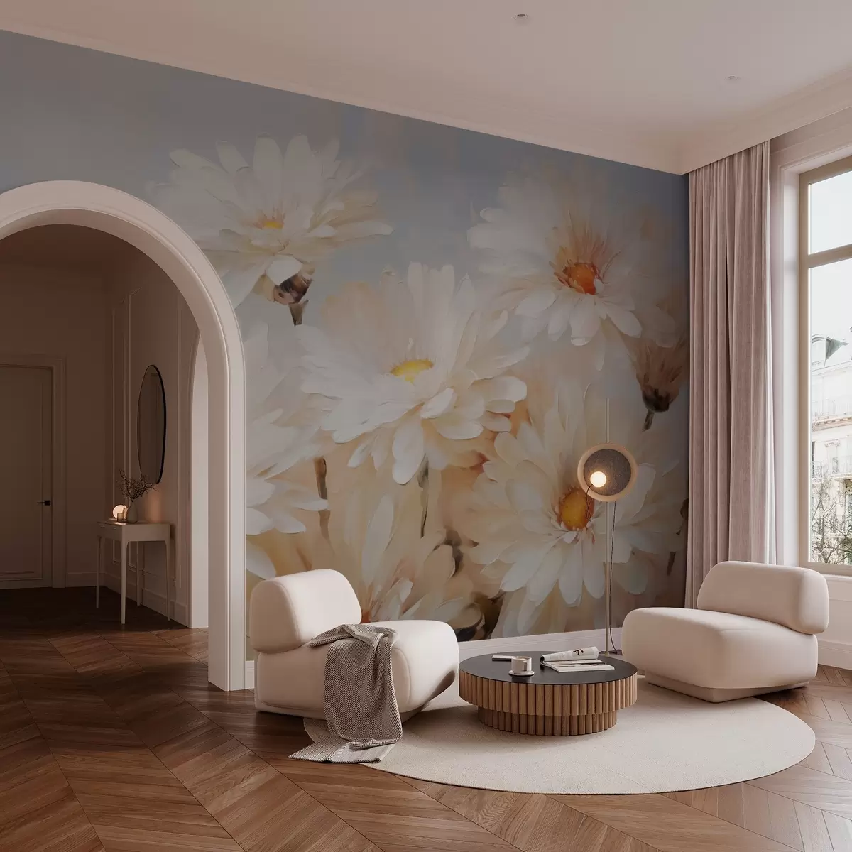 murais de parede Pintura a óleo de imitação de crisântemos w03034