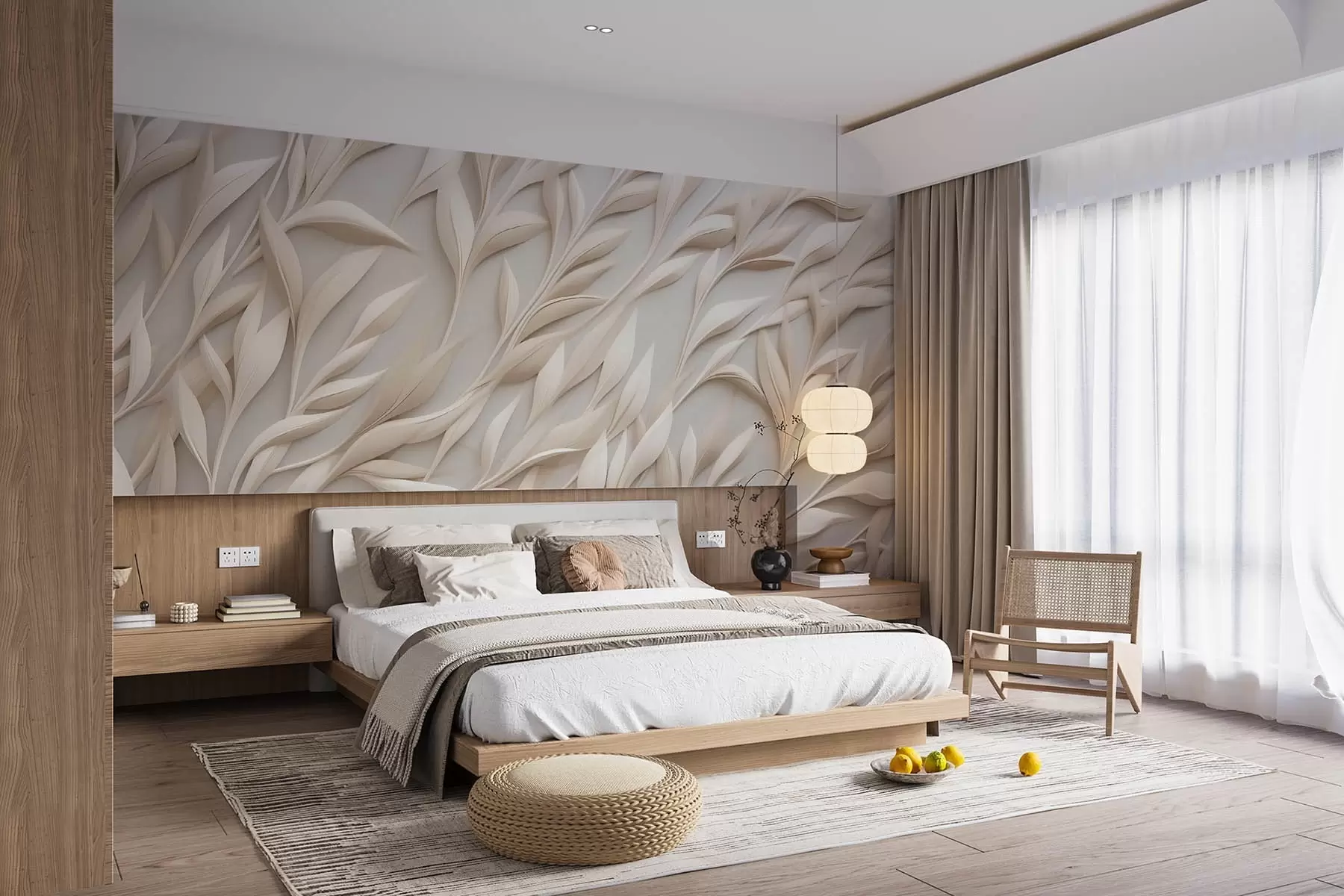 murais de parede Galhos em um fundo claro w08728