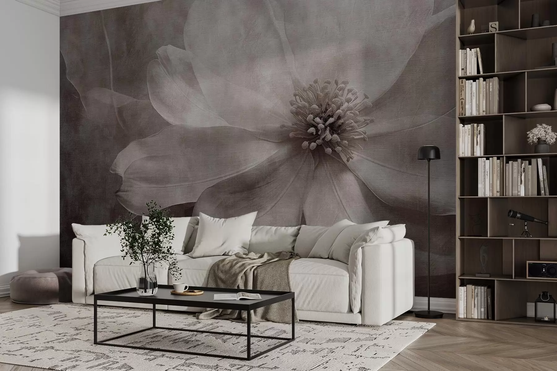 murais de parede Grande flor abstrata em um fundo envelhecido w08731