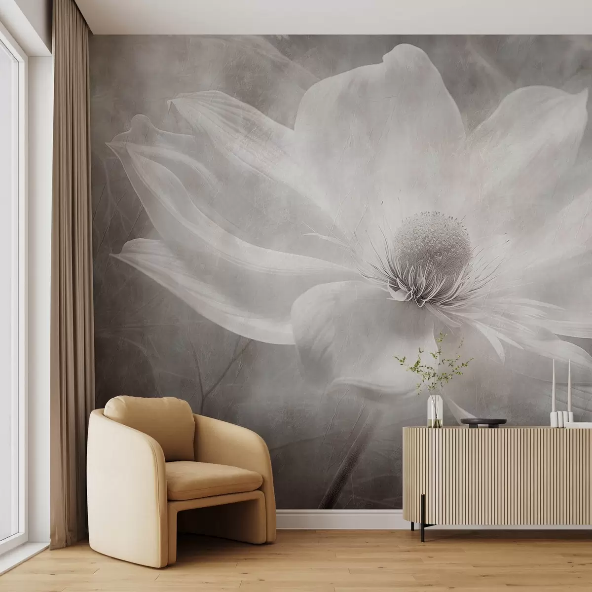 murais de parede Translucent Delicate Large Flower (Flor grande delicada e translúcida) w08732